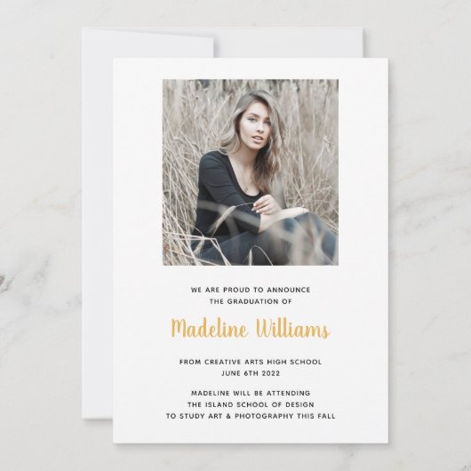 3枚のフォトグラードキャップ卒業発表カード 案内状 (裏面)