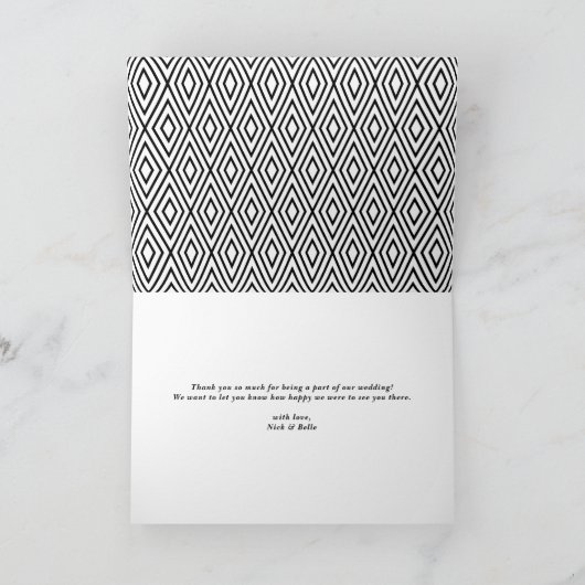 3枚のフォトコラージュありがとう結婚スクリプトのカード サンキューカード (内部)