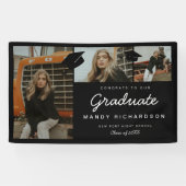 3枚のフォトコラージュおめでとうをブラックの大学院へ 横断幕 (横)