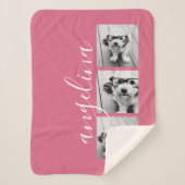 3枚のフォトコラージュで背景のピンクを編集可能 シェルパブランケット (正面)