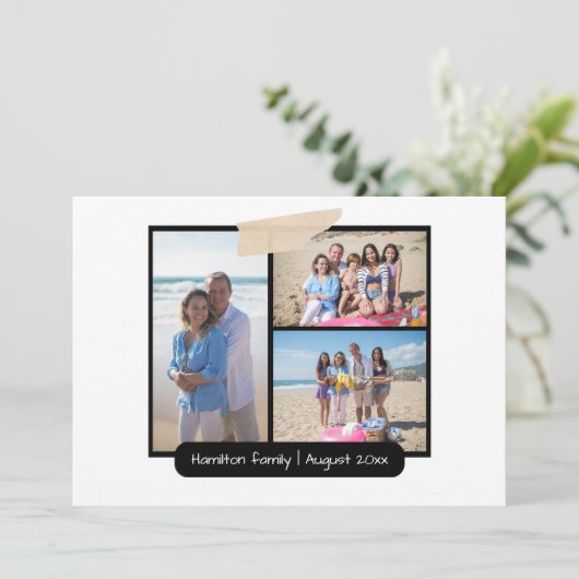 3枚のフォトコラージュのカードを作成パーソナライズされたする 招待状 (スタンド正面)