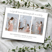 3枚のフォトコラージュのピンク妊娠を期待