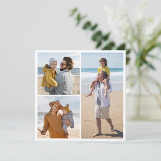 3枚のフォトコラージュのフラットグリーティングカードを作成する カード (スタンド正面)