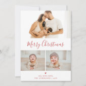 3枚のフォトコラージュの赤いクリスマスを作成 シーズンカード (正面)