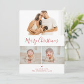 3枚のフォトコラージュの赤いクリスマスを作成 シーズンカード (スタンド正面)