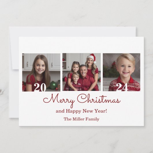 3枚のフォトシンプルクリスマス シーズンカード (正面)