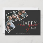 3枚のフォトスナップショット新年ブラックホリデーカード シーズンカード (正面)