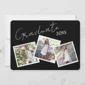 3枚のフォトスモダンクリプト卒業招待状 招待状 (正面)