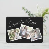 3枚のフォトスモダンクリプト卒業招待状 招待状 (スタンド正面)