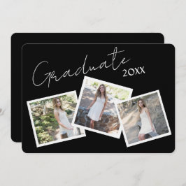 3枚のフォトスモダンクリプト卒業招待状 招待状