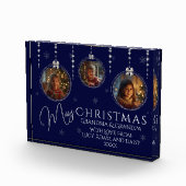 3枚のフォトネイビーとシルバークリスマスフォトブロック フォトブロック (右)