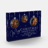 3枚のフォトネイビーとシルバークリスマスフォトブロック フォトブロック (左)