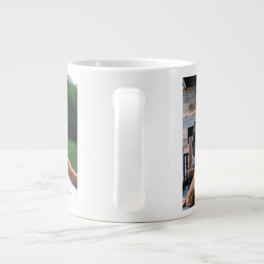 3枚のフォトパーソナライズされたカスタム ジャンボコーヒーマグカップ (裏面)