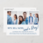 3枚のフォトビーチ婚約発表葉書 案内ポストカード (正面/裏面)