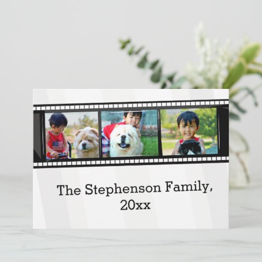 3枚のフォトフィルムストリッパーソナライズされたプ写真 招待状 (スタンド正面)