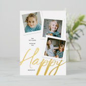 3枚のフォトフォイルHANUKKAHカード 箔シーズンカード (立ち正面)