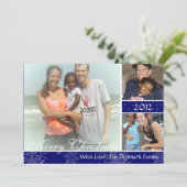 3枚のフォトブルースノーフレーククリスマスカード シーズンカード (スタンド正面)