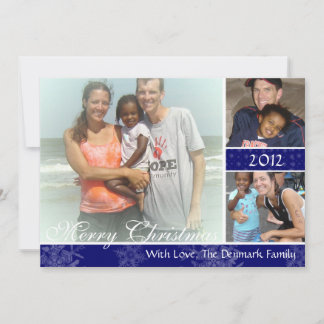 3枚のフォトブルースノーフレーククリスマスカード シーズンカード