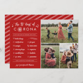3枚のフォトモダン12おもしろい日コロナレッド シーズンカード (正面/裏面)