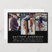 3枚のフォトモデルアクターフォトコンプカードポストカードブロック ポストカード (正面/裏面)