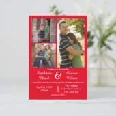 3枚のフォトレッド- 3x5結婚式招待状 招待状 (スタンド正面)