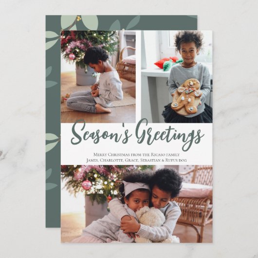 3枚のフォト季節のごあいさつミスタントパターン シーズンカード (正面/裏面)