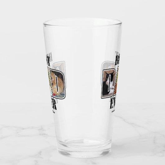 3枚のフォト最高のパパエバー名前をカスタムするガラス タンブラーグラス (左)