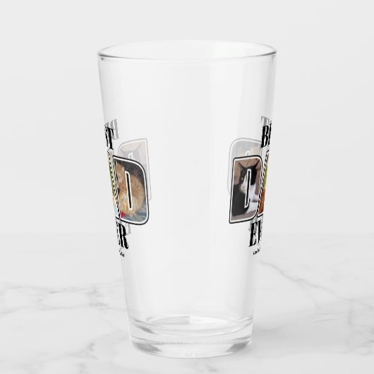 3枚のフォト最高のパパエバー名前をカスタムするガラス タンブラーグラス (右)