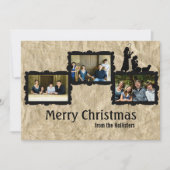 3枚のフォト素朴出生クリスマスカード シーズンカード (正面)