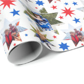 3枚のフォト誕生日すべての星型 ラッピングペーパー (ロールコーナー)