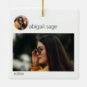 3枚のフォトSweet sixteenトレンディーガールクリスマス セラミックオーナメント (裏面)