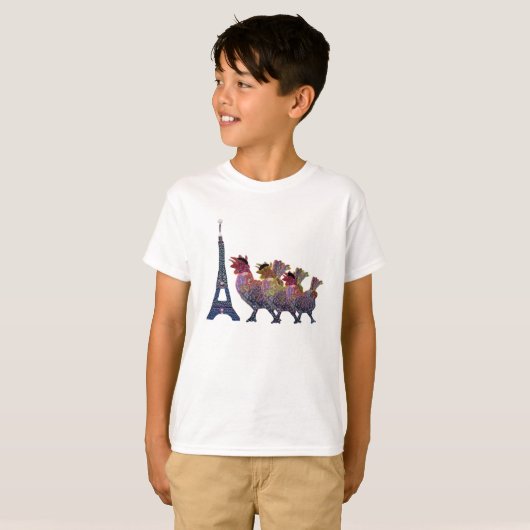 3枚のフランスのな雌鶏のワイシャツ Tシャツ (正面フル)