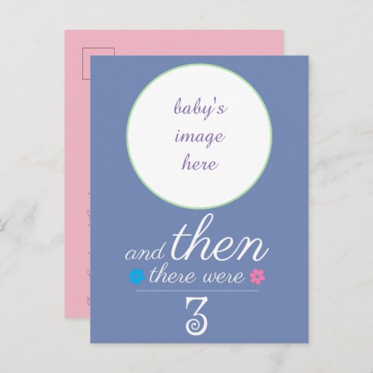 3枚のベビー案内はがき。 案内ポストカード (正面/裏面)