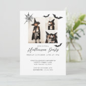 3枚のミニマルフォト不気味こうもりハローウィンパーティ 招待状 (スタンド正面)