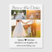 3枚のミニマル写真コラージュ日付マグネットを保存 (正面)