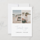 3枚のミニマル結婚写真のサンキューカード サンキューカード (正面)