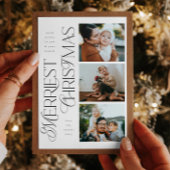 3枚のメリー写真クリスマモダンスホリデーカード シーズンカード