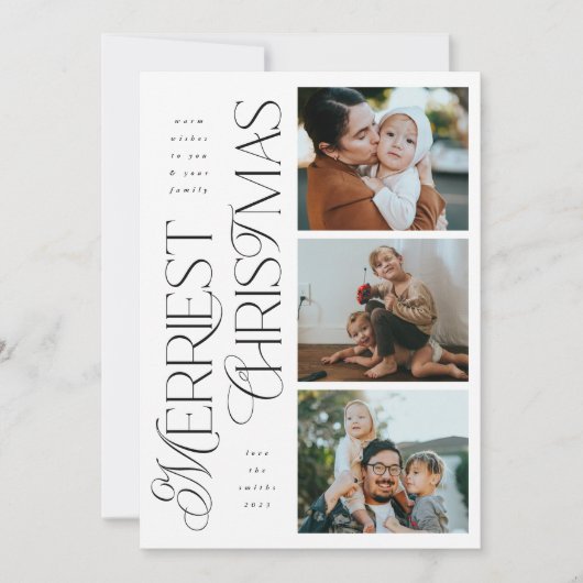 3枚のメリー写真クリスマモダンスホリデーカード シーズンカード (正面)