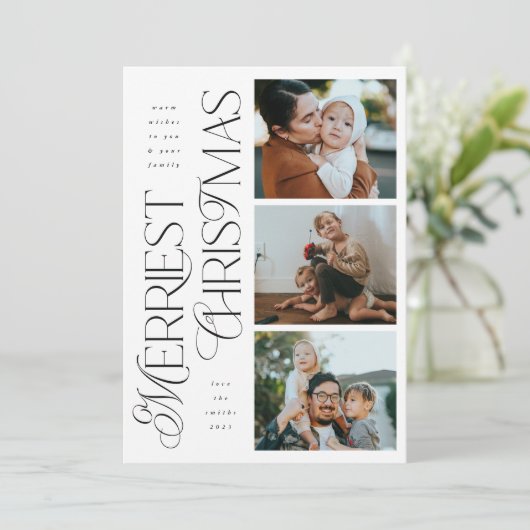 3枚のメリー写真クリスマモダンスホリデーカード シーズンカード (スタンド正面)