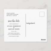 3枚のモダン写真のスクリプトを作成する日付を保存する ポストカード (裏面)