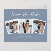 3枚のモダン写真の結婚式が日付を保存 ポストカード (正面)