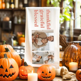 3枚のモダン写真をコラージュ | Happy Thanksgiving キッチンタオル