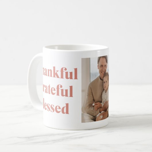 3枚のモダン写真をコラージュ | Happy Thanksgiving コーヒーマグカップ (正面左)