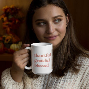 3枚のモダン写真をコラージュ   Happy Thanksgiving コーヒーマグカップ