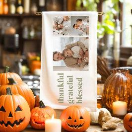 3枚のモダン写真をコラージュ | Happy Thanksgiving Ki キッチンタオル