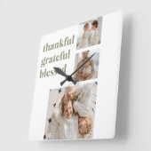 3枚のモダン写真をコラージュ | Happy Thanksgiving Sq スクエア壁時計 (傾斜)