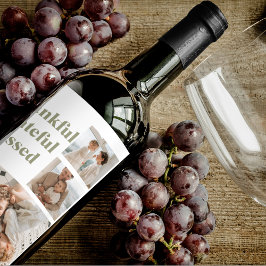 3枚のモダン写真をコラージュ | Happy Thanksgiving Wi ワインラベル