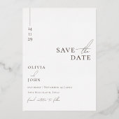 3枚のモダン写真ウェディング日付を保存 箔シーズンカード (裏面)