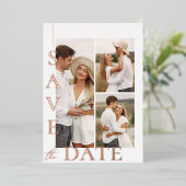3枚のモダン写真ウェディング日付を保存 箔シーズンカード (立ち正面)