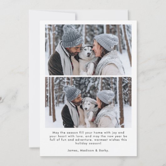 3枚のモダン写真クリスマスと書道スクリプト シーズンカード (裏面)